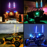 2ft 1/2 PCS RGB Spiral LED Whip Light for UTV ATV for Polaris RZR 800 900 1000 XP For Can-Am Maverick X3 APP Remote Control L