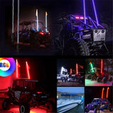 3/4/5FT LED Whip Light RGB RZR LED Lamp Waterproof Bendable Remote Control Multi-color Super Bright Flag Light for SUV ATV Lamp