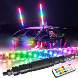 3/4/5FT LED Whip Light RGB Waterproof Multi-Color Flagpole Lamp Bowlight for Offroad Sand Rails/Buggies, SxS, ATV/UTV,RZR,Tru
