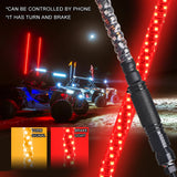2ft 1/2 PCS RGB Spiral LED Whip Light for UTV ATV for Polaris RZR 800 900 1000 XP For Can-Am Maverick X3 APP Remote Control L
