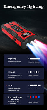 1000A Peak Car Jump Starter, Portable 12V Air Pump Tire Inflator with Power Bank and LED Light