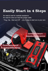 1000A Peak Car Jump Starter, Portable 12V Air Pump Tire Inflator with Power Bank and LED Light