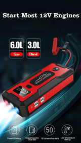 1000A Peak Car Jump Starter, Portable 12V Air Pump Tire Inflator with Power Bank and LED Light Jump Starter Minus Two
