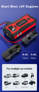 1000A Peak Car Jump Starter, Portable 12V Air Pump Tire Inflator with Power Bank and LED Light Jump Starter Minus Two