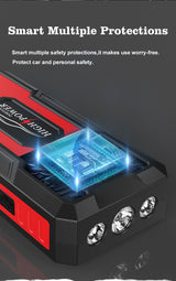 1000A Peak Car Jump Starter, Portable 12V Air Pump Tire Inflator with Power Bank and LED Light