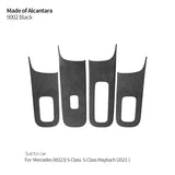 Car Window Control Panel Frame Trim Sticker for Mercedes (W223) S-Class Interior Accessories Made of Alcantara