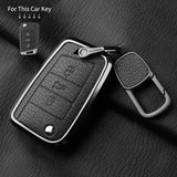 Aluminum Alloy Goatskin Car Key Case Cover For VW Golf 7 mk7 Skoda Octavia A7 Tiguan MK2 SEAT Ateca Leon FR 2 Ibiza Car Inter