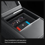 Smabee for Tesla Model Y Launch 2025 Juniper/Model 3 Highland Car Center Console Storage Box Tray Accessories Tidying Dashcam