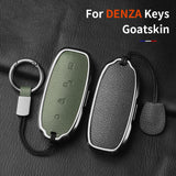 Metal and Leather Car Key Case Cover For BYD Denza D9 DM-i 2022 2023 N7 N8 Auto Keychain Protect Set Car Key Case OEM