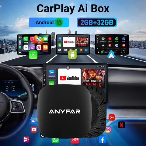 Wireless CarPlay and Android Auto AI Box Adapter for Cars CarPlay Adapter ANYFAR