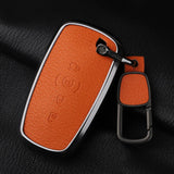 Metal and Leather Car Key Case Cover For Ford