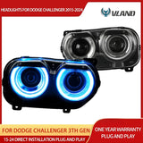 Black RGB Projector Headlights for Challenger 2015-2024 Headlight Assembly VLAND