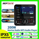 Waterproof Square MP5 Marine Stereo Radio for RV and Boat Car Interior Accessory AKAMATE