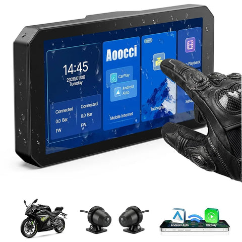 Android Head Unit Dual Dash Cam for Universal Motorcycle Android Head Unit Aoocci Default Title