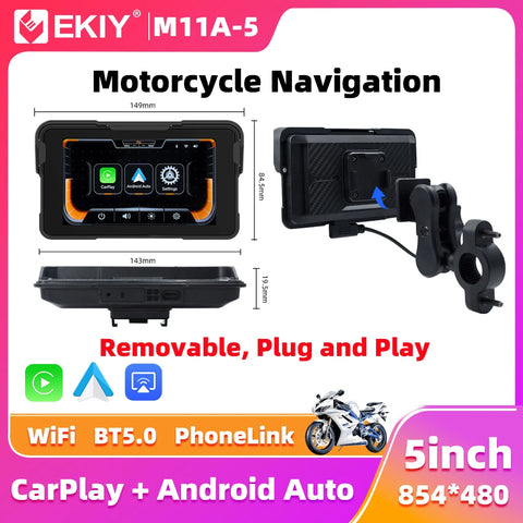 5" GPS Dashboard with TPMS for Motorcycles Universal Android Head Unit EKIY