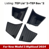 Rear Trunk Left Side Storage Box with Cover for Tesla Model 3 Highland 2024
