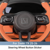 For Zeekr 7X 25-26 Car Center Control Button Transparent Epoxy Sticker Steering Wheel Key Protective Cover Accessories