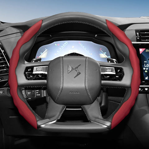 DS Wavy Sports Design Car Wheel Cover 2-Piece Car Interior Accessory Hocasen Red 2-Piece Set
