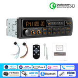 Retro Style 1Din MP3 Car Radio Bluetooth QC3.0 Fast Charge