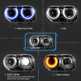 Black RGB Projector Headlights for Challenger 2015-2024 Headlight Assembly VLAND