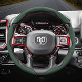 Anti-Slip Suede Steering Wheel Cover for Ram 1500 Car Interior Accessory Hocasen Green 3-Piece Set