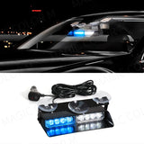 8-LED Windshield Strobe Warning Light Bar Car Interior Accessory MAGIC COLORM Blue White