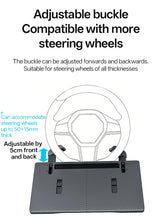 2-in-1 Foldable Car Steering Wheel Desk Tray with Carbon Fiber Design