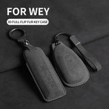 Suede Car Key Case Cover For Wey Coffee 01 Tank Tank300 Car Key Protective Shell Accessories Car Key Shell Replacement NONE