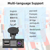 3-Channel 1080P Dash Cam WiFi Night Vision Universal