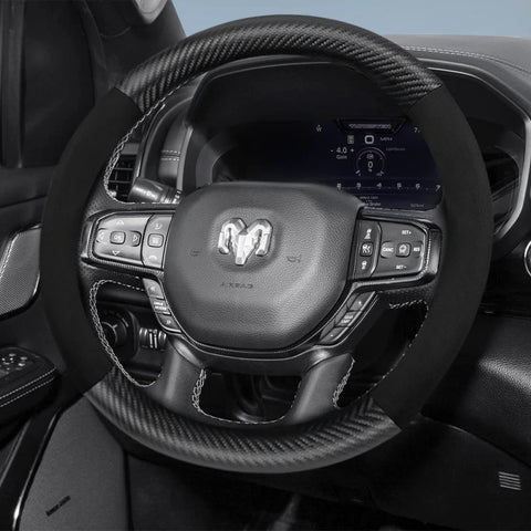 Suede Carbon Fiber Wheel Cover for Ram 1500 2500 3500 Car Interior Accessory Hocasen
