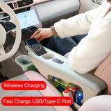 For Leapmotor T03 20-25 Central Console Armrest Box Leather Storage Box Wireless Charging Handrest Organizer with Cup holder