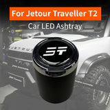 For Jetour Traveller T2 Car LED Ashtray Metal Liner Cigarette Ash Garbage Organizer Cup Holder Auto Interior Accessories Car