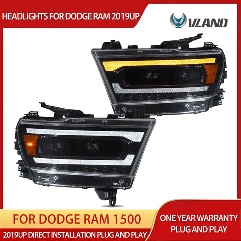 Full LED Headlights Ram 1500 19-24 Sequential Headlight Assembly Vland