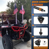2ft 1/2 PCS RGB Spiral LED Whip Light for UTV ATV for Polaris RZR 800 900 1000 XP For Can-Am Maverick X3 APP Remote Control