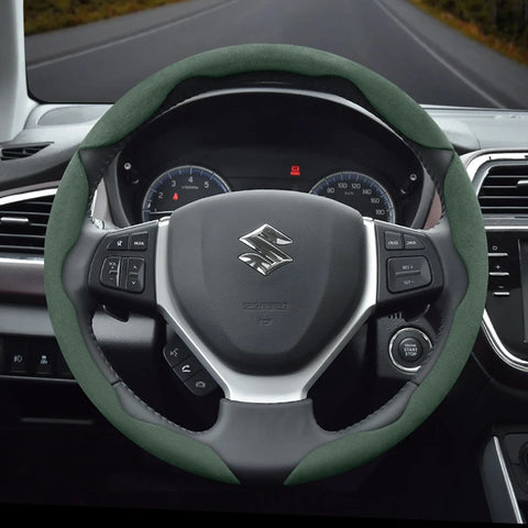 Steering Wheel Cover Anti-Slip for Suzuki Car Interior Accessory Hocasen Green 3-Piece Set