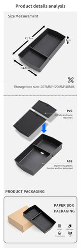 SMABEE for VW ID.7 Armrest Storage Box Car Central Tray Organizer Accessories Tidying Black
