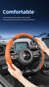 BYD Snap-On Sports Suede Steering Wheel Cover Interior