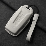Goatskin car key case for VW Touareg Car Key Case OEM White-lanyard strap