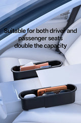 Adjustable Sliding Car Seat Gap Organizer, Flush-Mount Storage Box for Driver & Passenger, 2X Expandable Capacity