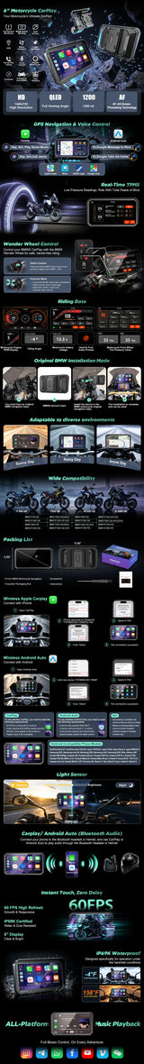 Motorcycle GPS Display CarPlay for BMW Android Head Unit LBW