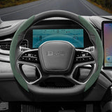 Steering Wheel Cover Anti-Slip Suede for BYD Atto 3 Car Interior Accessory Hocasen Green 2-Piece Set
