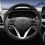 Split Snap-On Suede Steering Wheel Cover for Hyundai