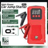 Portable Car Jump Starter Power Bank Emergency Booster Wireless Charging 12V Auto Starting Device High Brightness 10000mAh Ca