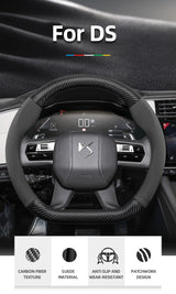 DS Suede Matte Carbon Fiber Steering Wheel Cover Car Interior Accessory Hocasen