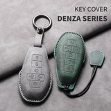 Leather Car Key Case Cover Shell For DENZA D9 EV D9 DM Sheep Suede Car Remote Key Bag Case Protecter Keychain Cover Decorativ