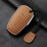 Aluminum Alloy Goatskin Car Key Case Cover For Lincoln Continental MKC MKZ MKX 2017 2018 2019 Navigator Nautilus keychain
