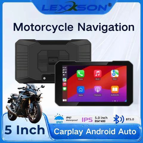 5 Inch Motorcycle GPS Wireless CarPlay Android Auto Display Motorcycle GPS LEXXSON black