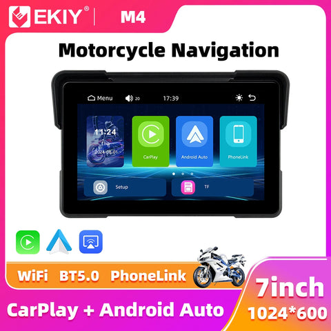 7" Wireless CarPlay GPS Dashboard for Universal Moto Android Head Unit EKIY