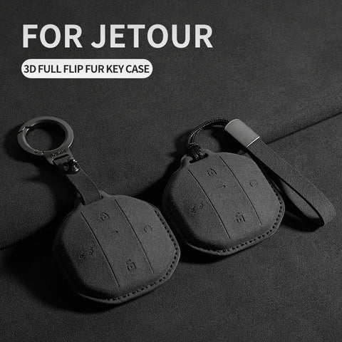 Suede Car Key Case Shell For Jetour Freedom T1 Jetour Freedom T2 Traveller Remote Key Bag Case Fob Protection Keychain Car In
