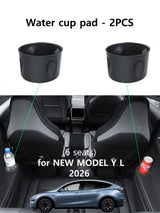 Rear Seat Side Cup Holder Liner Suitable for Tesla Model Y L 6 Seater 2026 3rd Row Silicone Bottle Case Organizer Accessory Bin